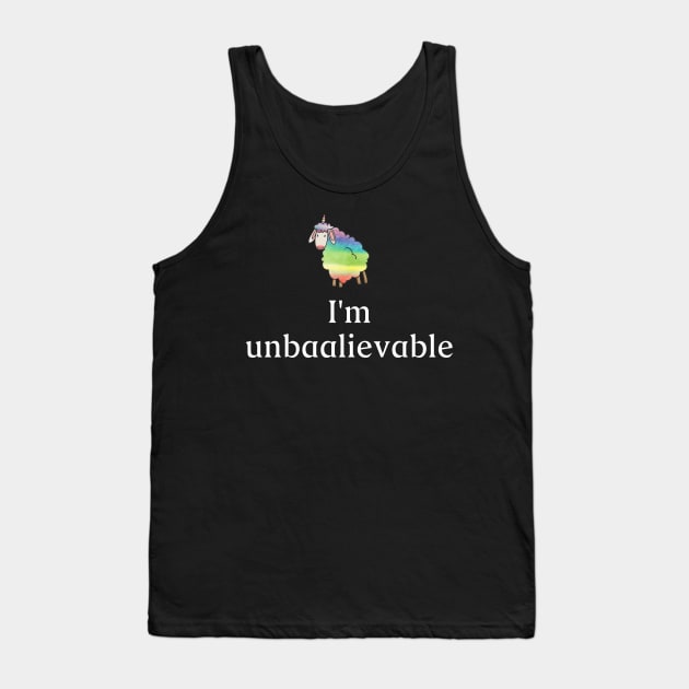Incredible rainbow unicorn sheep. What does the sheep say? Baa! Shirt and accessory gift idea Tank Top by Qwerdenker Music Merch
